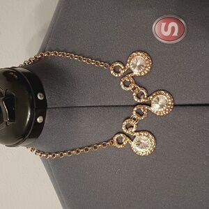 Vintage gold tone large rhinestone statement necklace